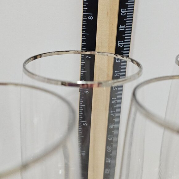 6 Fostoria Announcement Platinum Water Glasses 7.25" silver rim 1970s - Picture 5 of 8